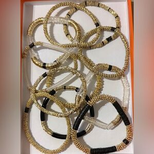 Assorted Allie+Bess Gold and Black Beaded Bracelets set of 11